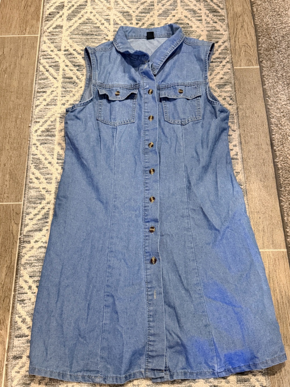 SHEIN Light Blue Denim-Look Button Top